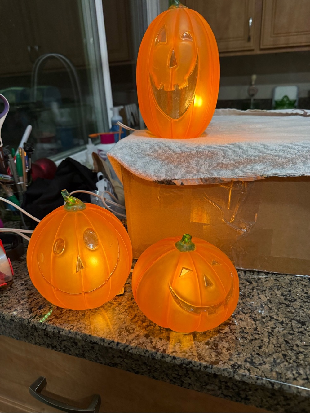 LED Jack-O'-Lantern Pumpkin String Lights - Orange Halloween Décor, Set of 3